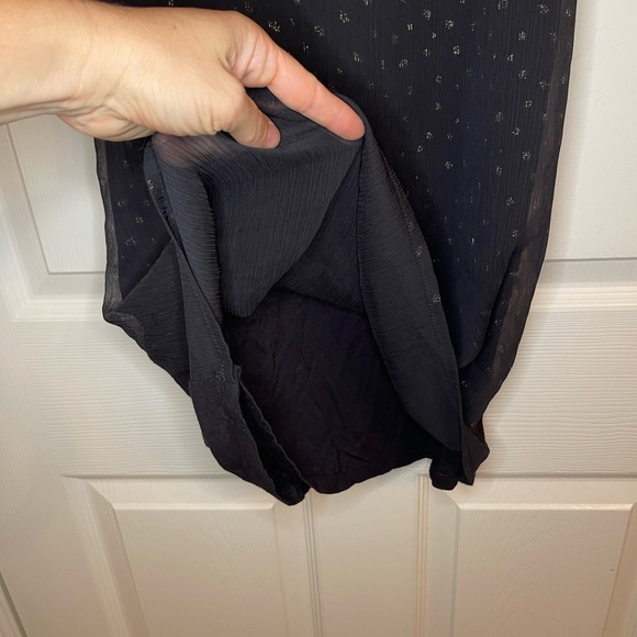 Charlotte Russe Black Sheer Polka Dot Tank Top with Gold Shimmer XS - Picture 5 of 7